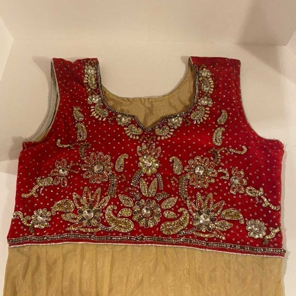 Beautiful Jeweled Red Indian Pakistani Dress - image 2