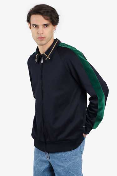 Gucci Black Jersey/Green Velvet Zip-Up Jacket Wit… - image 1
