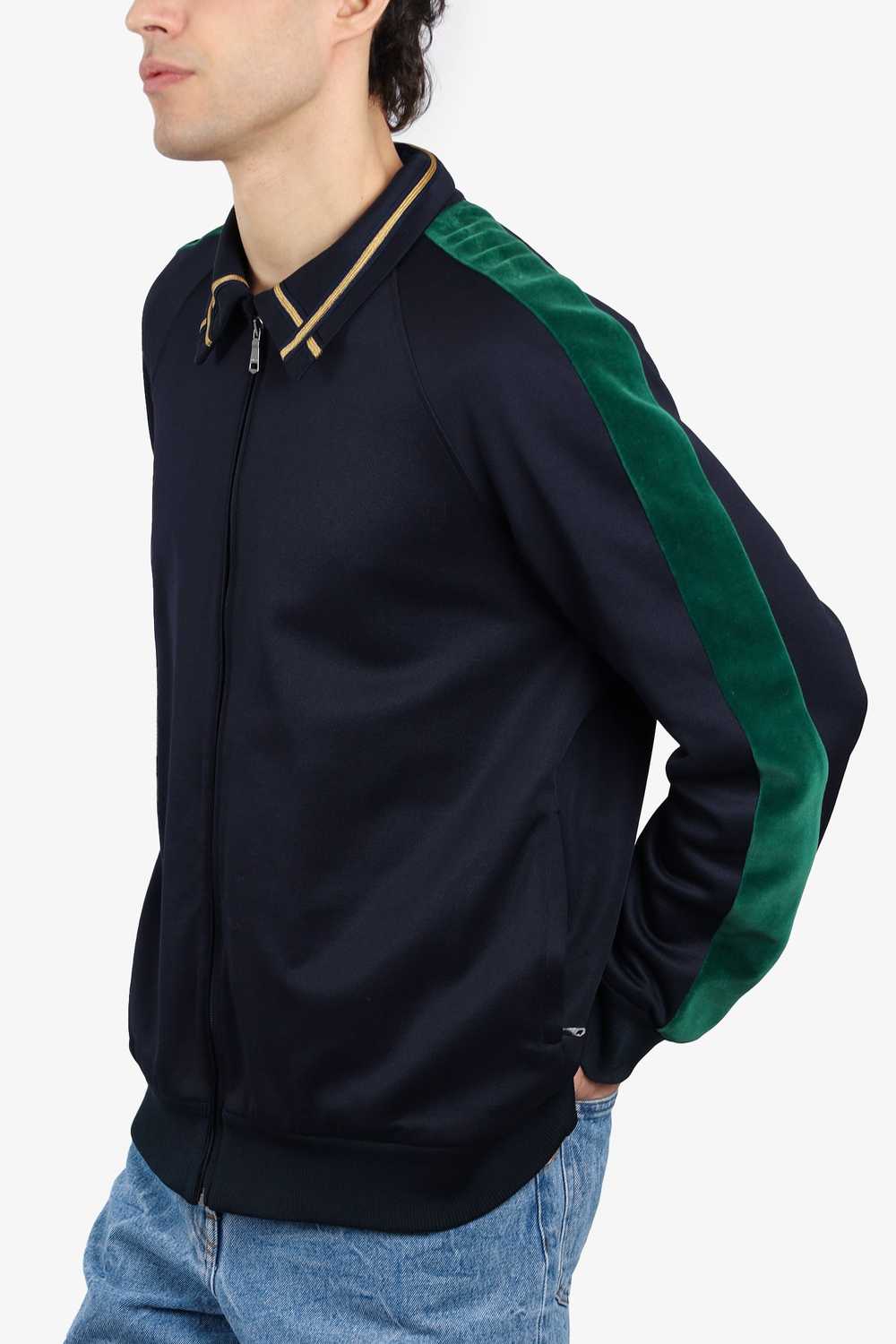 Gucci Black Jersey/Green Velvet Zip-Up Jacket Wit… - image 3