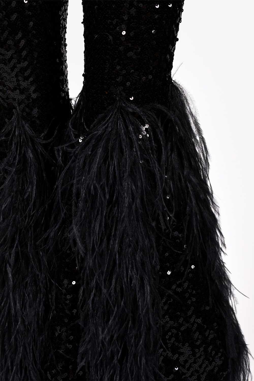 Saint Laurent Black Sequin/Ostrich Feather Flare … - image 4
