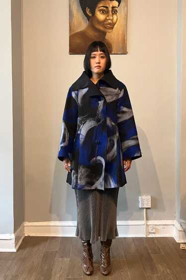 Japanese Textile the Famous ISSEY MIYAKE JAPAN Auroral Long Coat Made in  Japan Blue Colour Medium Size 