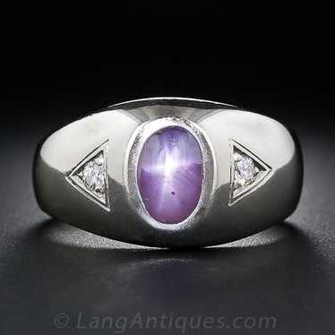 Purple Star Sapphire and Diamond Ring