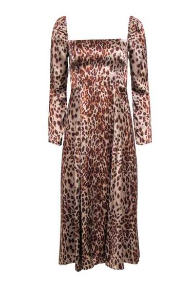 Reformation - Tan Leopard Print Puff Shoulder Dres