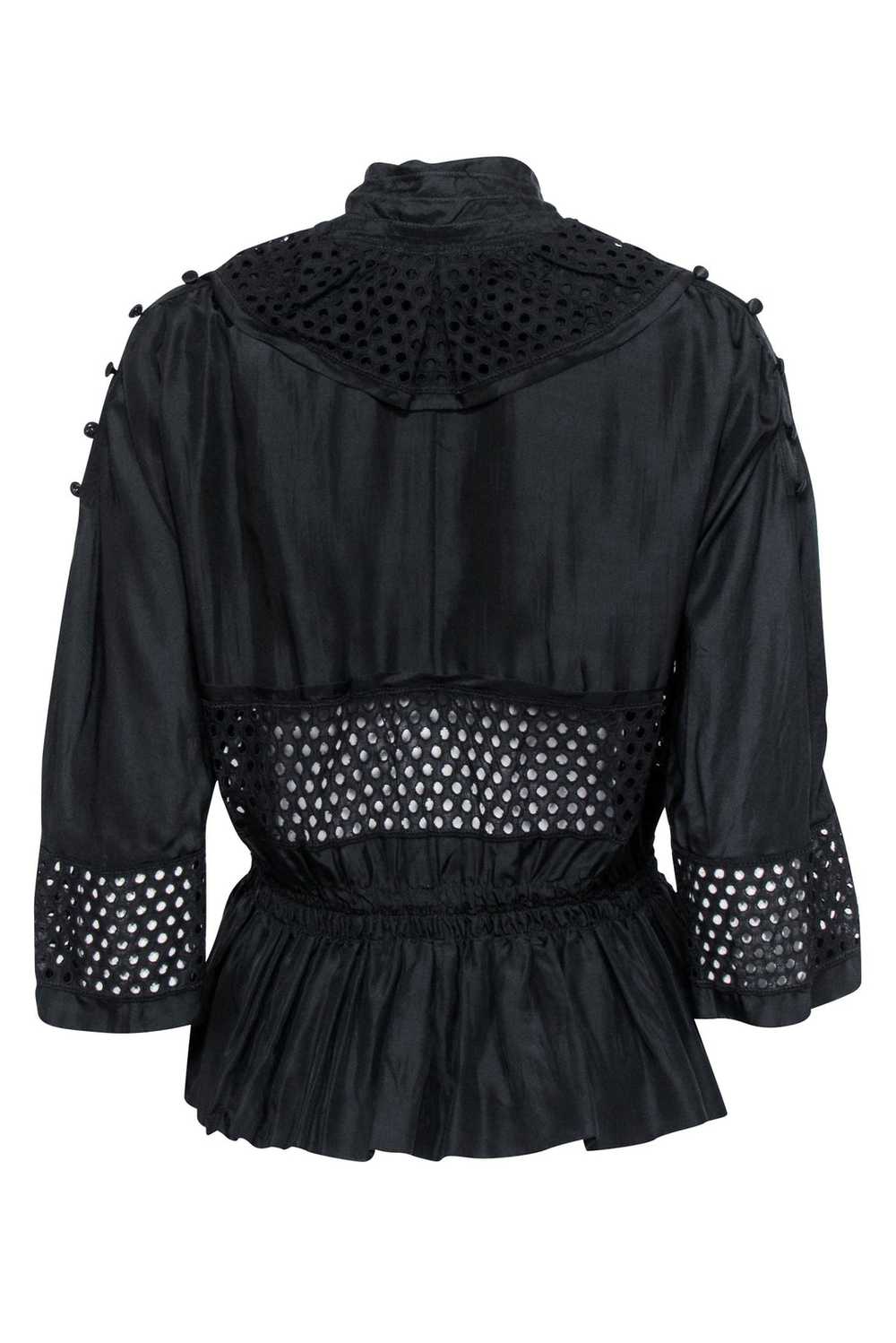 Robert Rodriguez - Black Silk Eyelet Detail Top S… - image 3