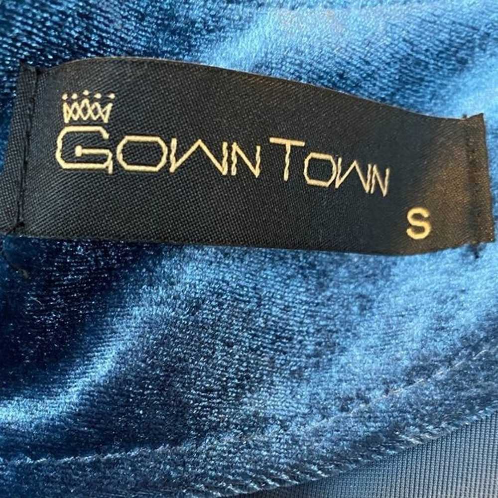 Gowntown Blue Velvet Wrap Top Dress SM - image 4
