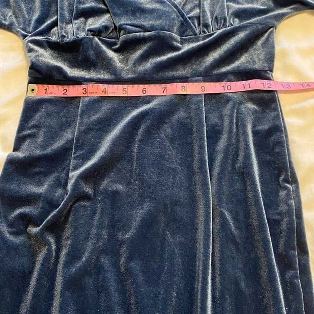 Gowntown Blue Velvet Wrap Top Dress SM - image 9