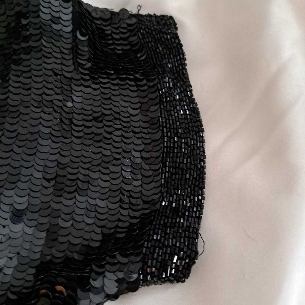 Vintage black sequin mini dress - image 4