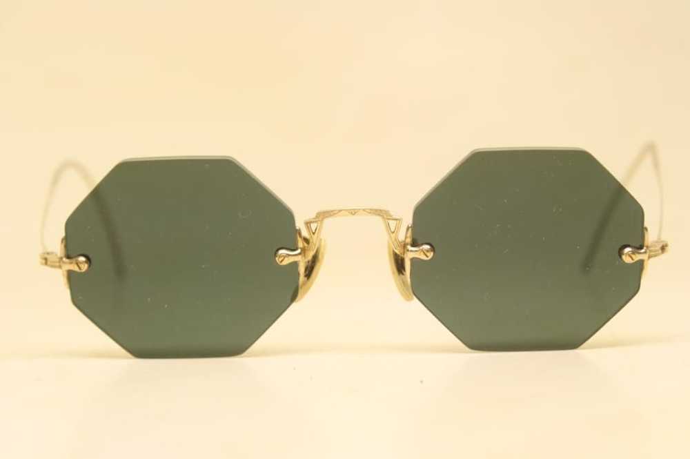 Antique Eyeglasses Gold Rimless 42X22mm AO With N… - image 1