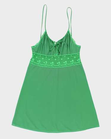 Vintage Darling Embroidered Green Slip Dress - XS - image 1