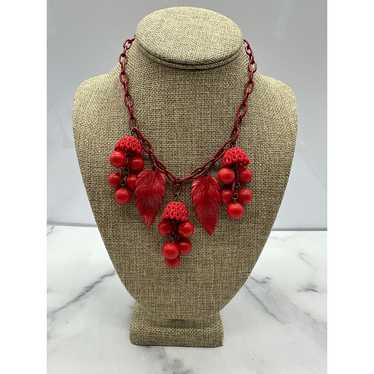 Fabulous 1930s Red Celluloid Novelty Necklace - image 1