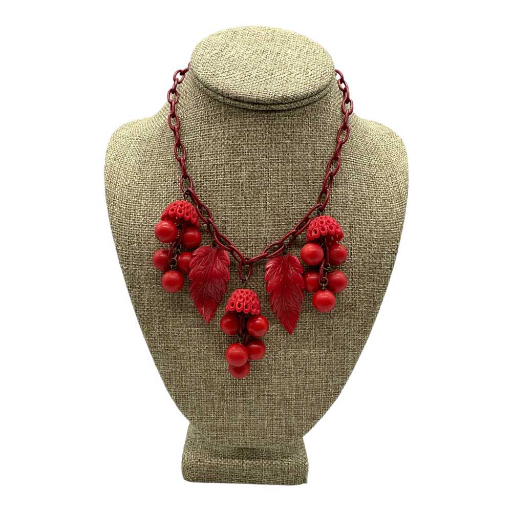 Fabulous 1930s Red Celluloid Novelty Necklace - image 2