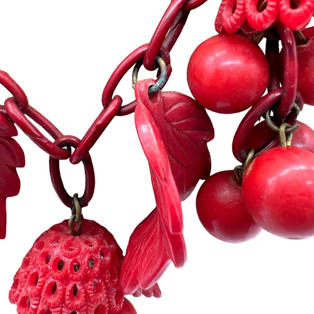 Fabulous 1930s Red Celluloid Novelty Necklace - image 3