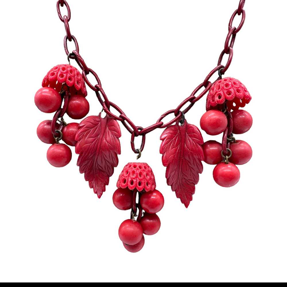 Fabulous 1930s Red Celluloid Novelty Necklace - image 5