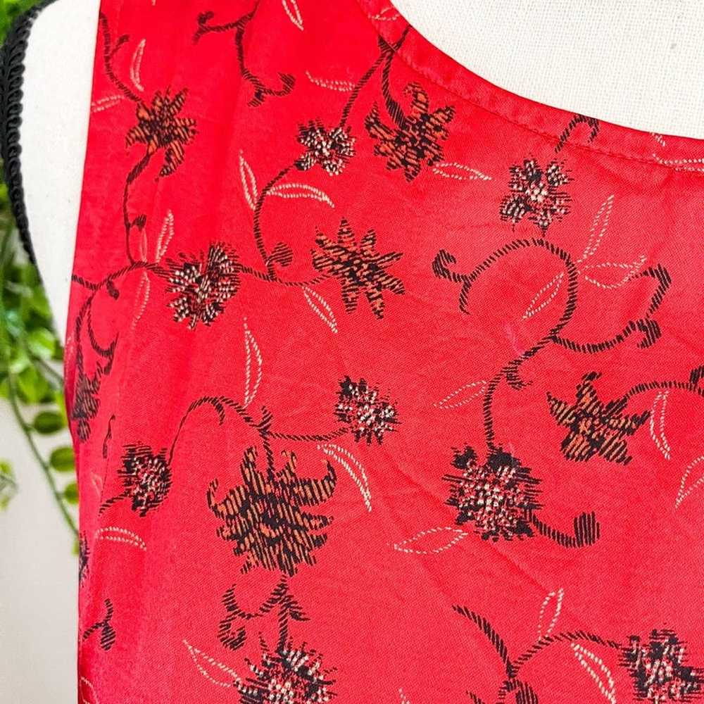 Vintage Dawn Joy Fashions Satin Red Floral Sheath… - image 3