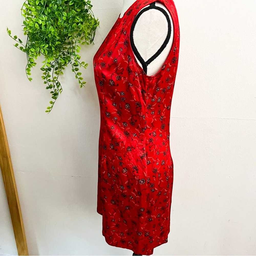 Vintage Dawn Joy Fashions Satin Red Floral Sheath… - image 5