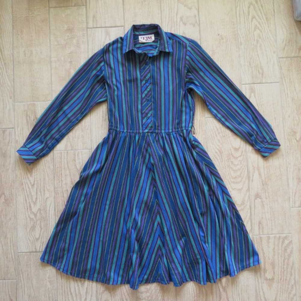 Vintage 1970s or 1980s EJM Petite Striped Shirtdr… - image 4