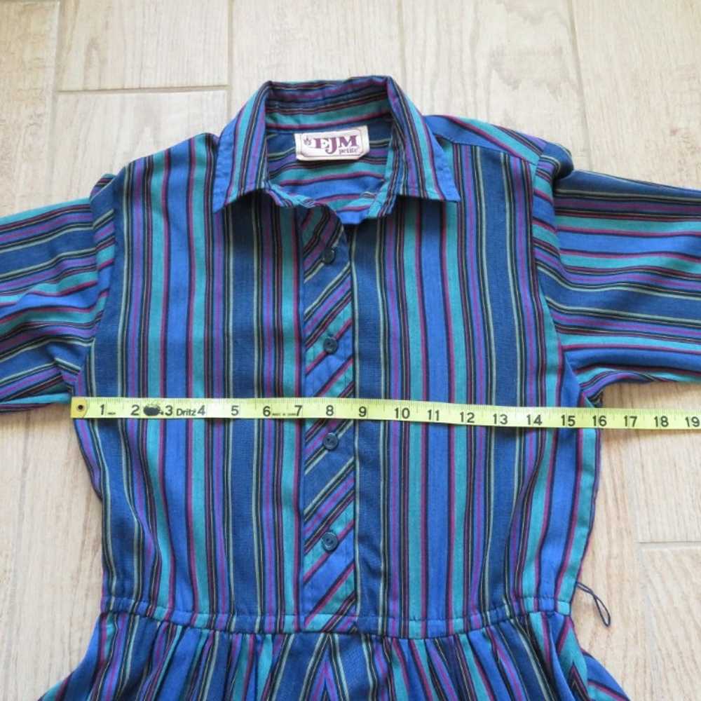 Vintage 1970s or 1980s EJM Petite Striped Shirtdr… - image 5