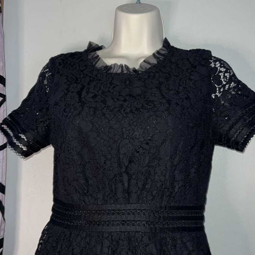 Ellassay size small black 50s style lace embroide… - image 11