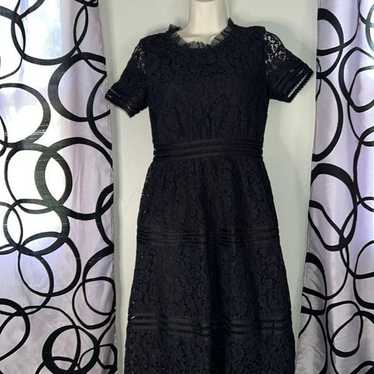 Ellassay size small black 50s style lace embroide… - image 1