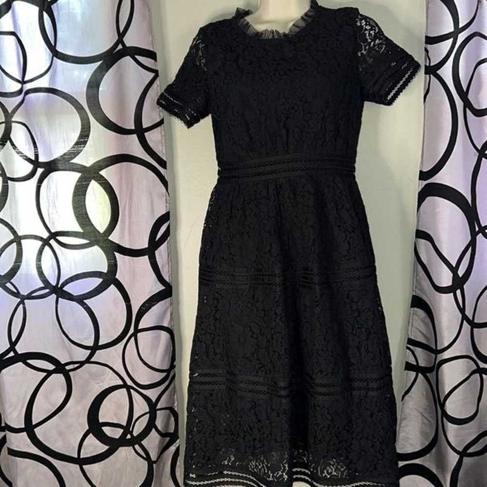 Ellassay size small black 50s style lace embroide… - image 2