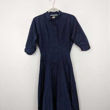 Aline Vintage 60s Navy Blue Nylon Dress - image 1