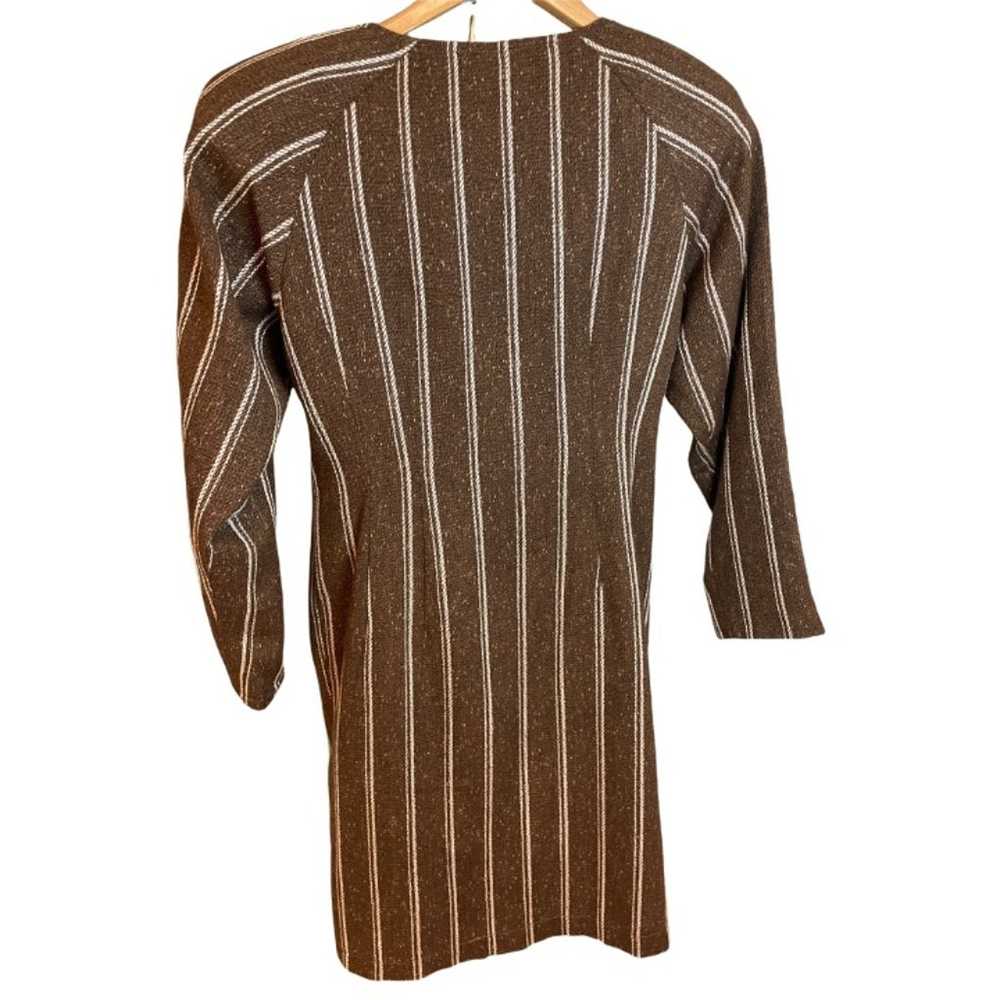 Shauchazen Vintage Flannel Brown Vertical Striped… - image 2