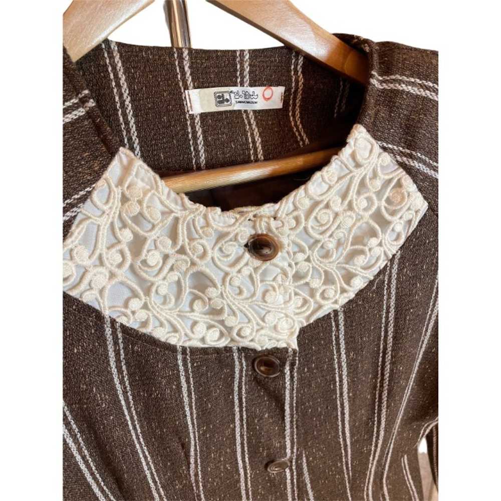 Shauchazen Vintage Flannel Brown Vertical Striped… - image 3