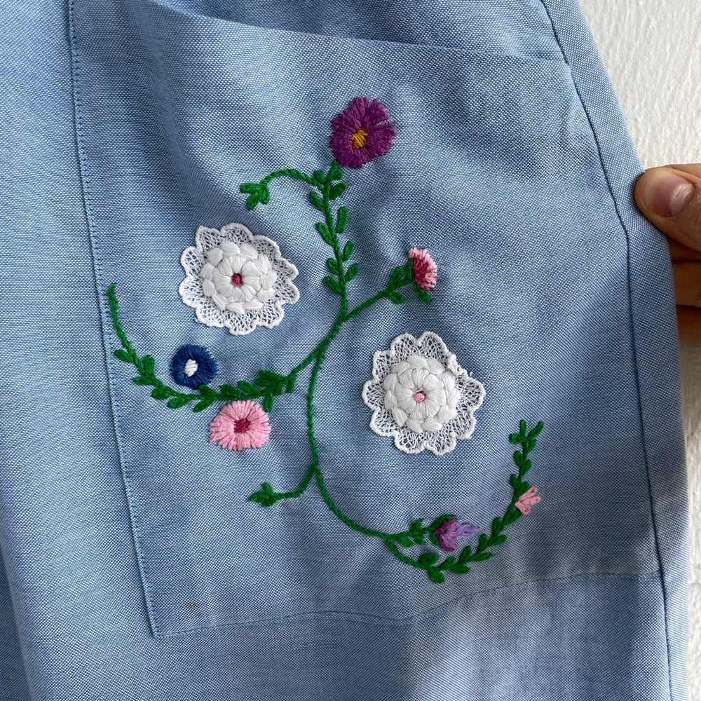 Handmade Midi Chambray Dress with Embroidery - image 5