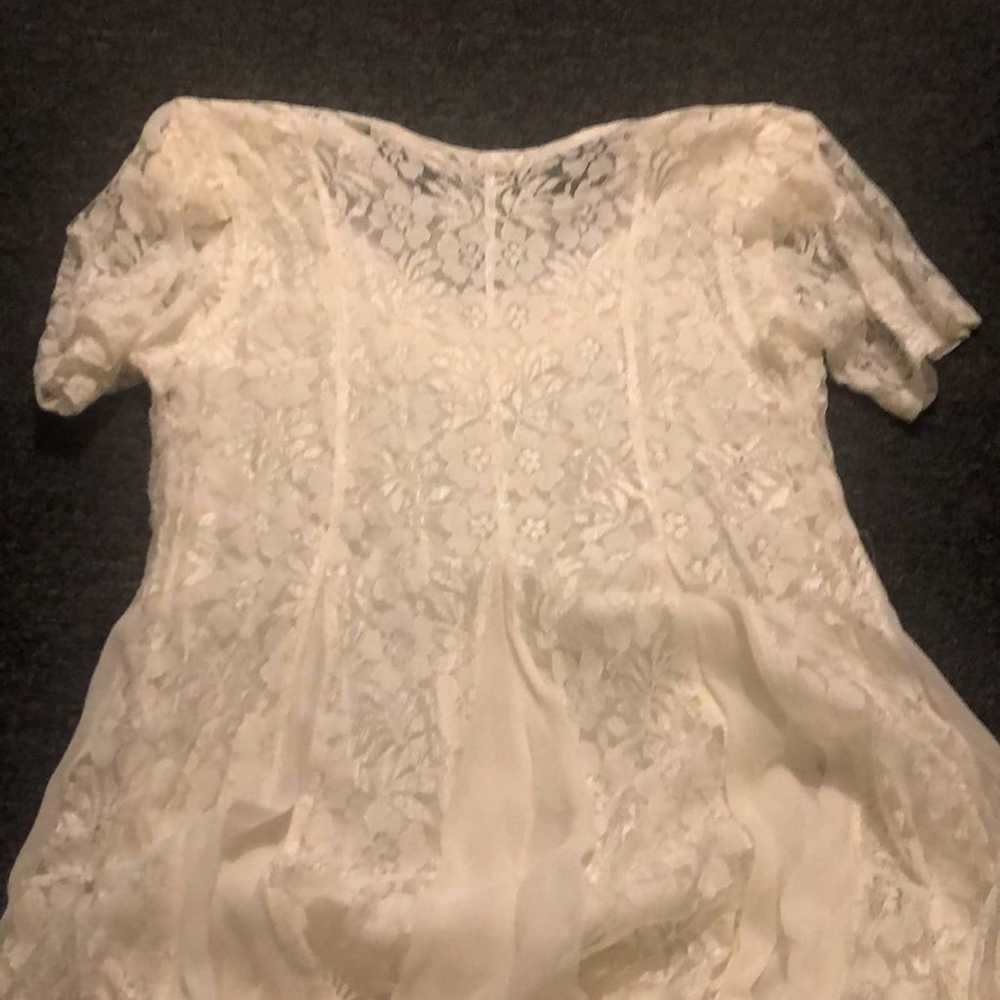 Vintage Starina Brand Ivory Lace Midi Dress Shoul… - image 9