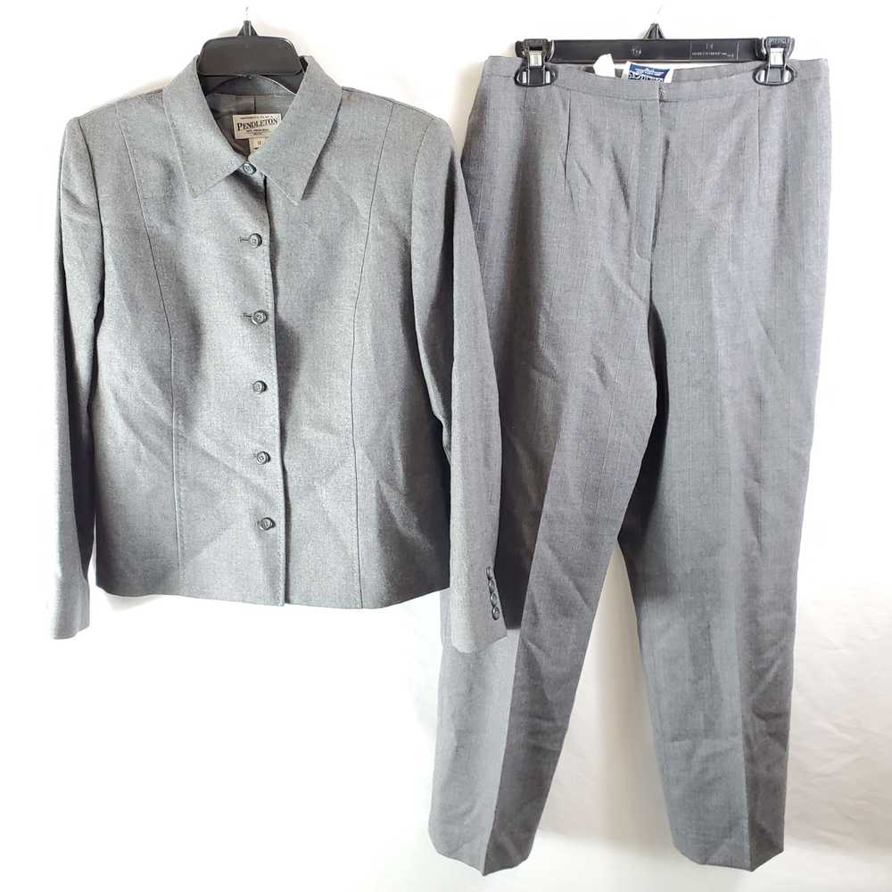 Pendleton Women Gray Pinstripe Suit Sz 10 - image 3