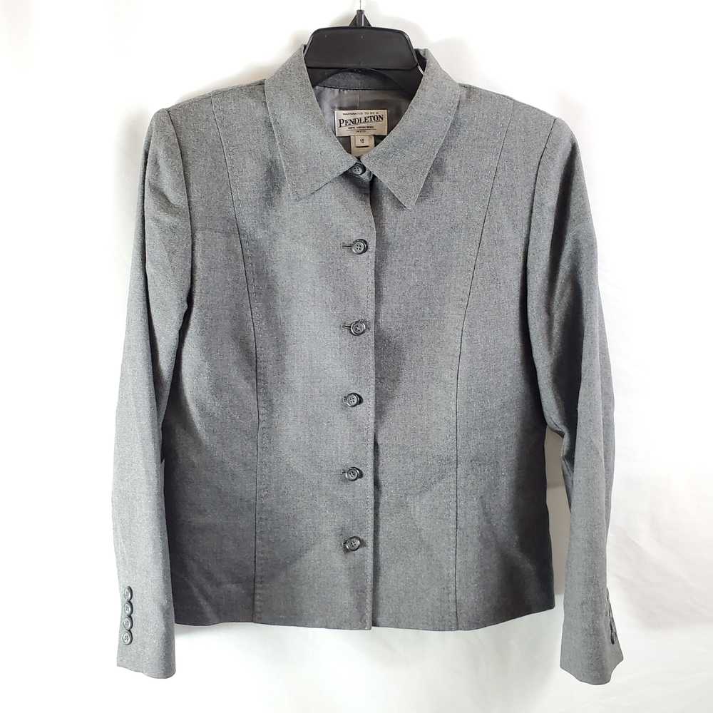 Pendleton Women Gray Pinstripe Suit Sz 10 - image 8