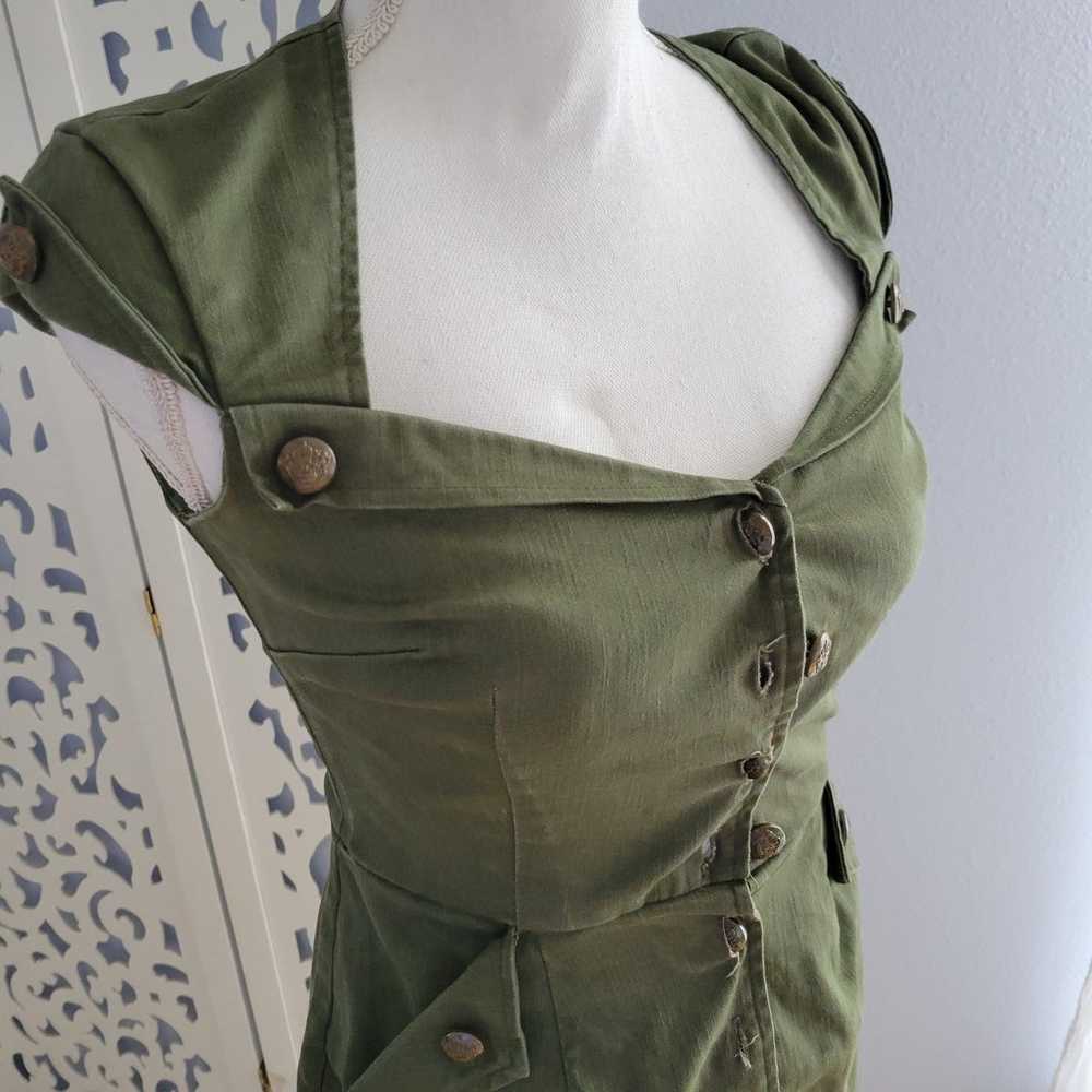 Vintage looking military olive green formal dress… - image 2