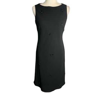 Vintage Evan Picone Beaded Sheath Dress 6 Black L… - image 1