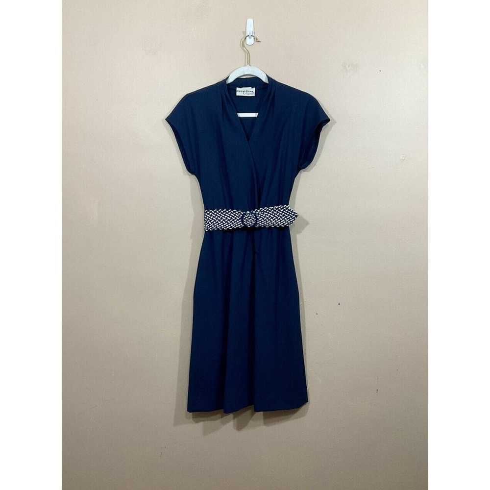 VTG Womens Belted Midi Sheath Dress Size Small Bl… - image 1