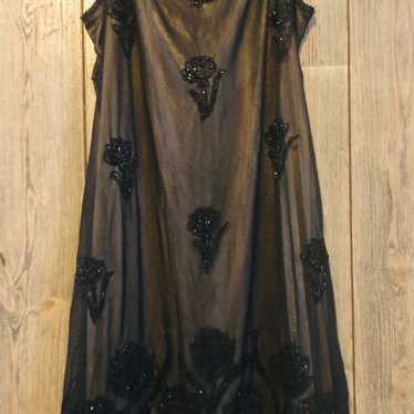 Black Cocktail Dress Handmade Vintage Size S Bead… - image 1