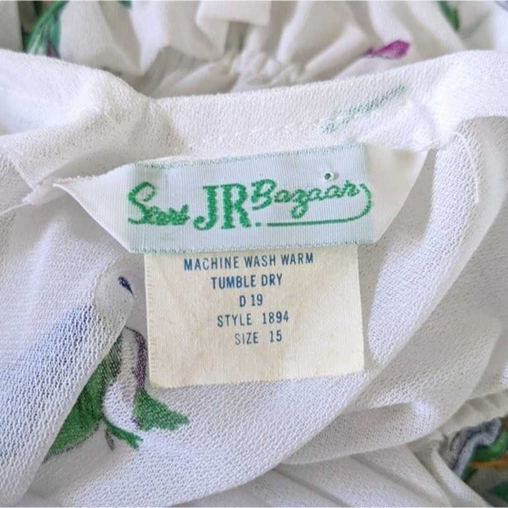 Vintage 70s Sears Jr Bazaar Floral Dress White Pu… - image 4
