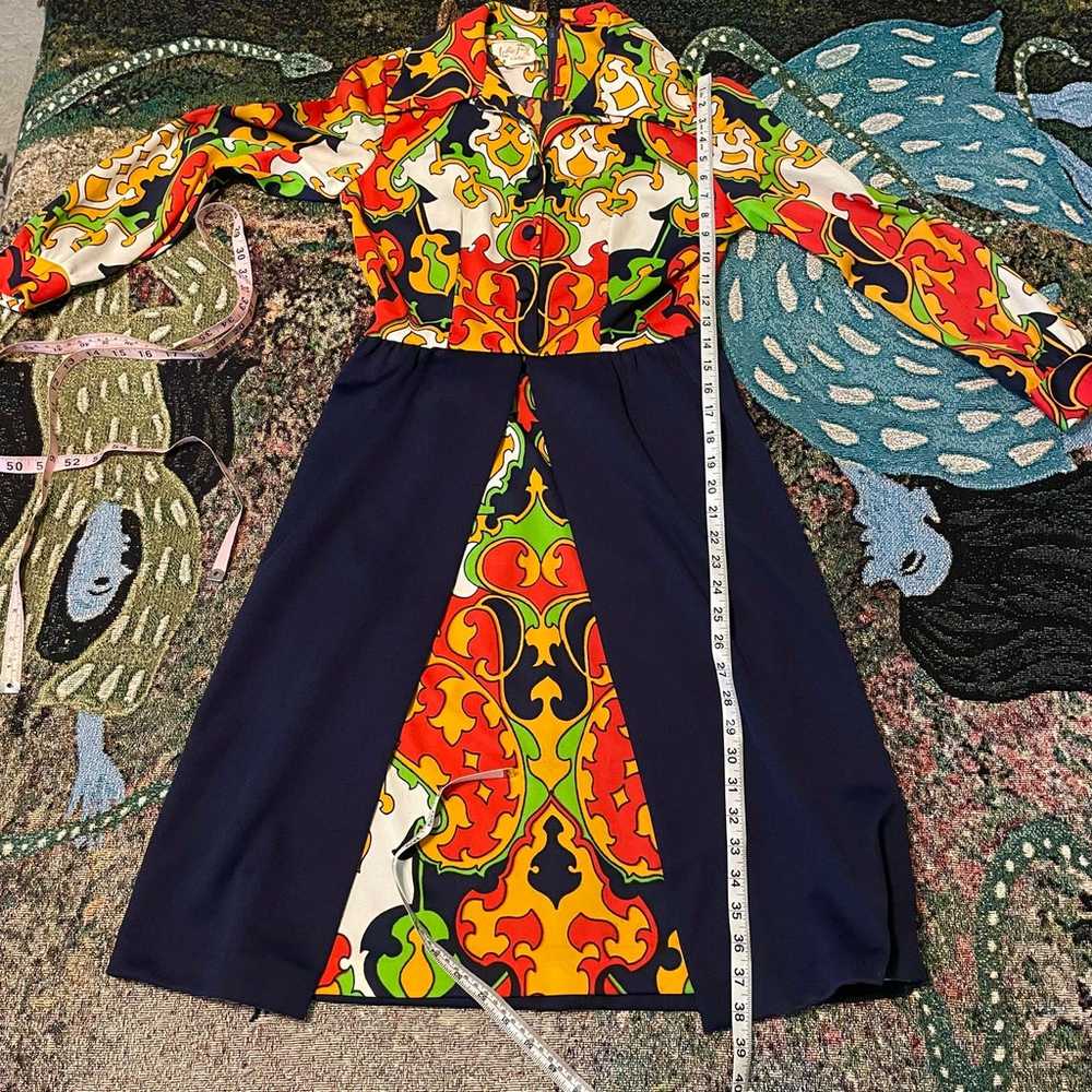 1970s Op Art Vintage Dress Leslie Fay Knits Small… - image 6