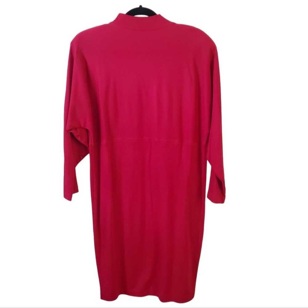 Collectibles Vintage Red Wool Mock Neck Midi Dres… - image 2