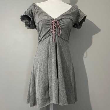 Free People Grey and Lavender Open Back Dress