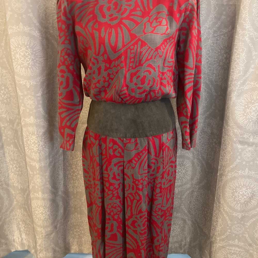 100% Silk “Vintage” Dress w/ Suede Waist by St Gi… - image 1