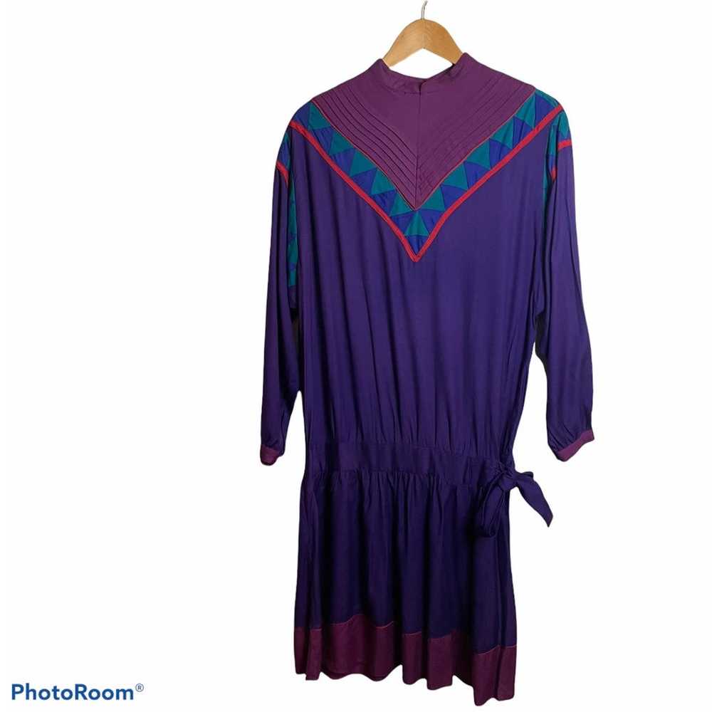 VINTAGE 80s 90s PHOOL Dress S / M  Purple Quilted… - image 1