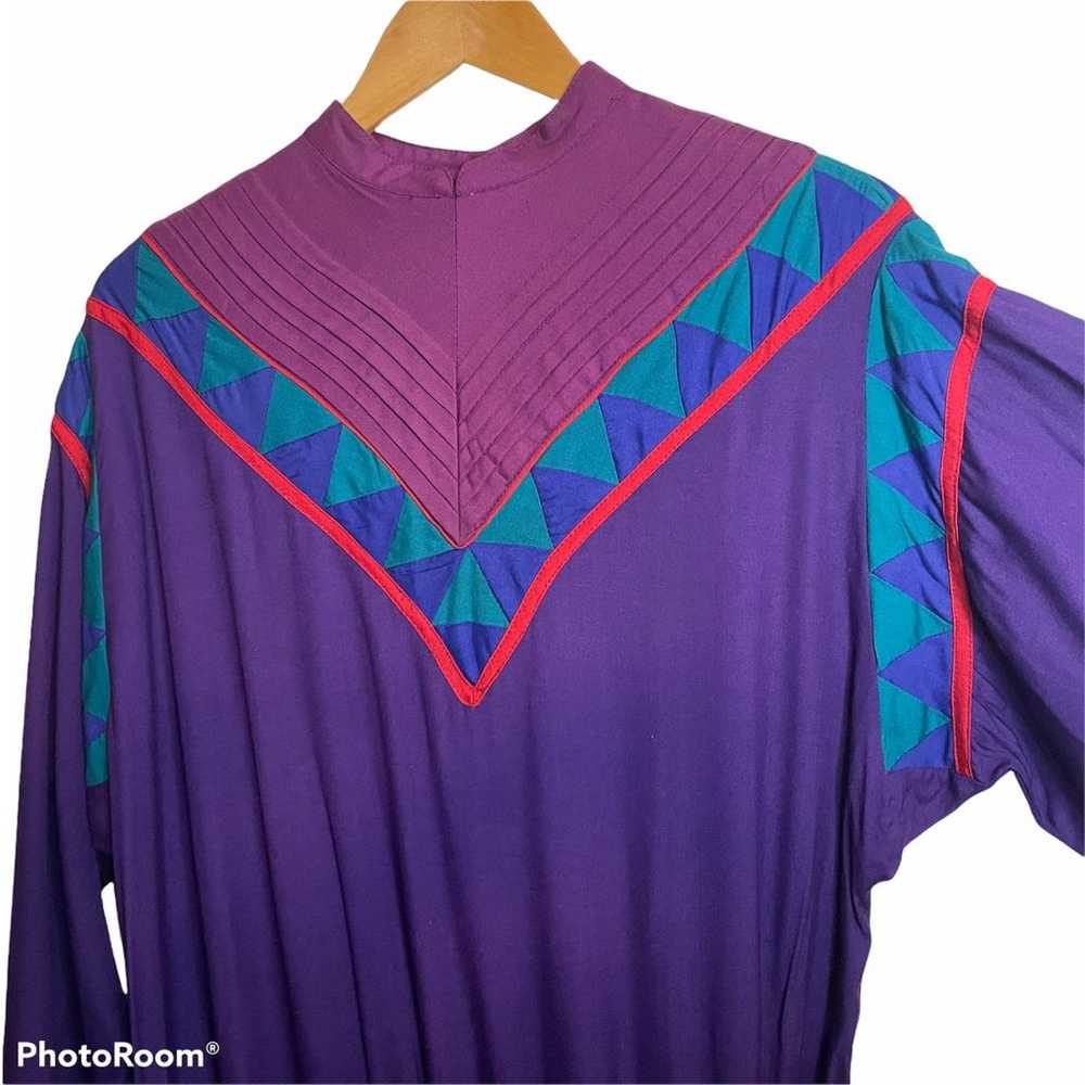 VINTAGE 80s 90s PHOOL Dress S / M  Purple Quilted… - image 3
