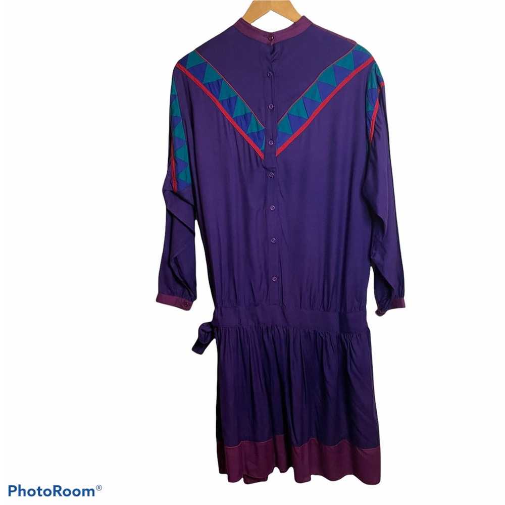 VINTAGE 80s 90s PHOOL Dress S / M  Purple Quilted… - image 4