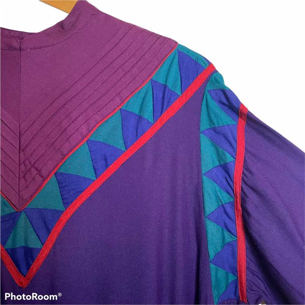 VINTAGE 80s 90s PHOOL Dress S / M  Purple Quilted… - image 5