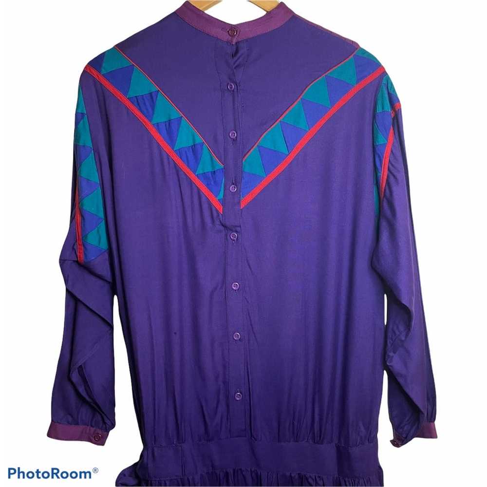 VINTAGE 80s 90s PHOOL Dress S / M  Purple Quilted… - image 6