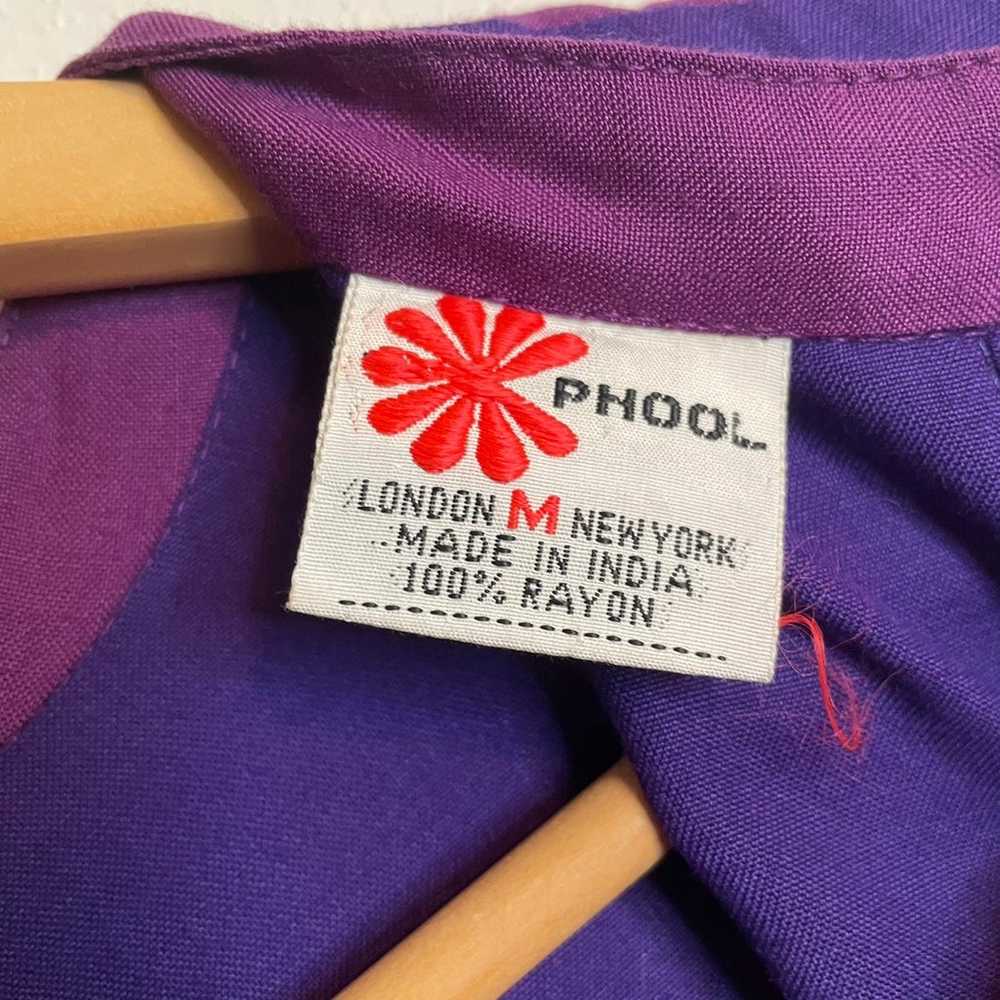 VINTAGE 80s 90s PHOOL Dress S / M  Purple Quilted… - image 7