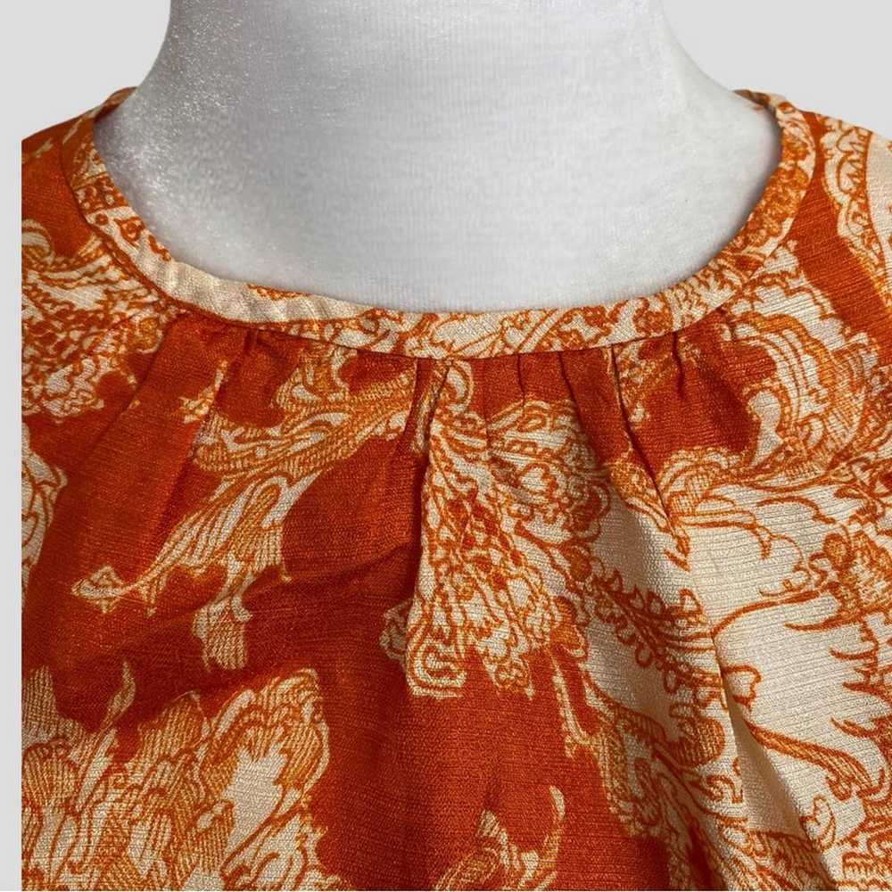 Vintage Handmade Orange Paisley Mod Mini Dress - image 2