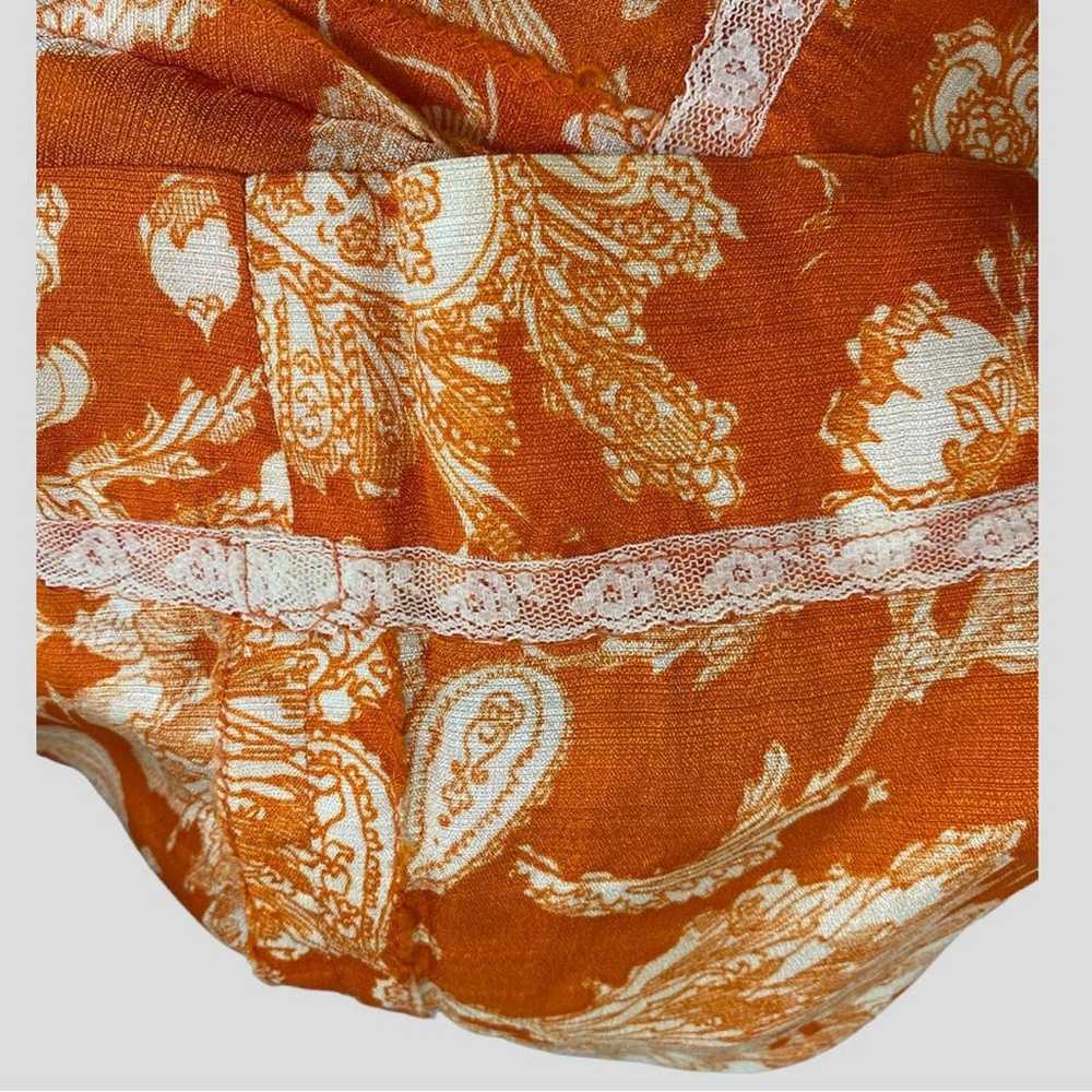 Vintage Handmade Orange Paisley Mod Mini Dress - image 4