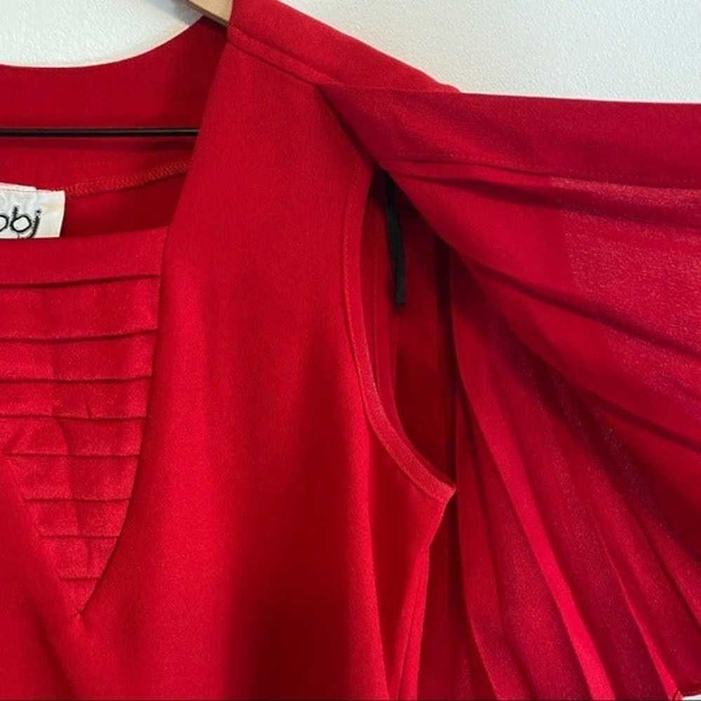 Vintage 70s Red Cape Shoulder Midi Dress - image 4