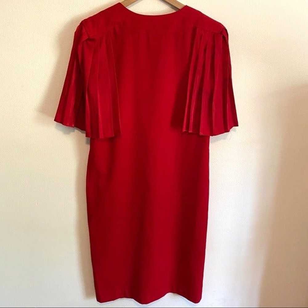 Vintage 70s Red Cape Shoulder Midi Dress - image 8